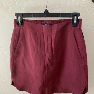 Madewell Burgundy Silk Distance Skirt w/pockets